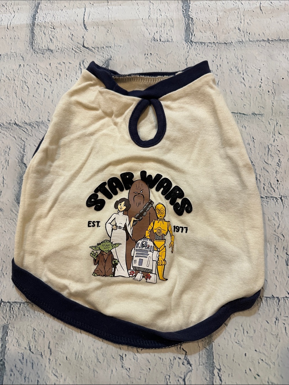 Star Wars Cream Dog Tank with Navy Trim and Character Graphic